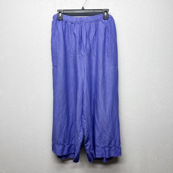 Avenue Linen Blend Cropped High Rise Langelook Beach Womens Pull On Pants 26/28 - Picture 1 of 14